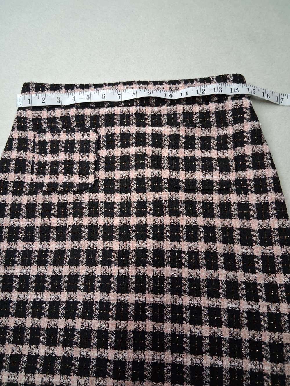 Checked Bouclé Mini Skirt in Pink and Black - Picture 3 of 8